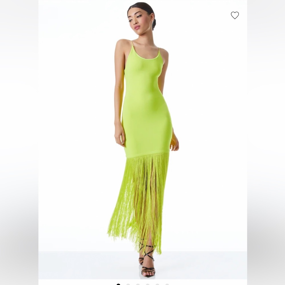 Alice + Olivia Neon Green Fringe Dress, 10